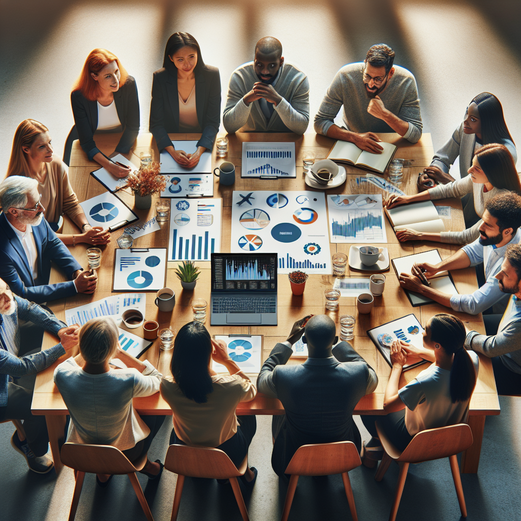 Small business team planning their response to new WordPress security trends using a laptop and printed reports.