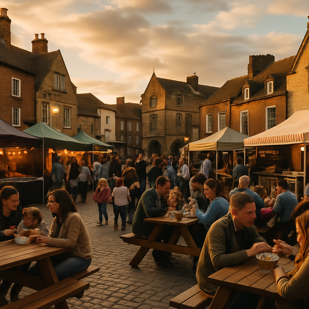 Evening street food market bringing life back to a local town centre