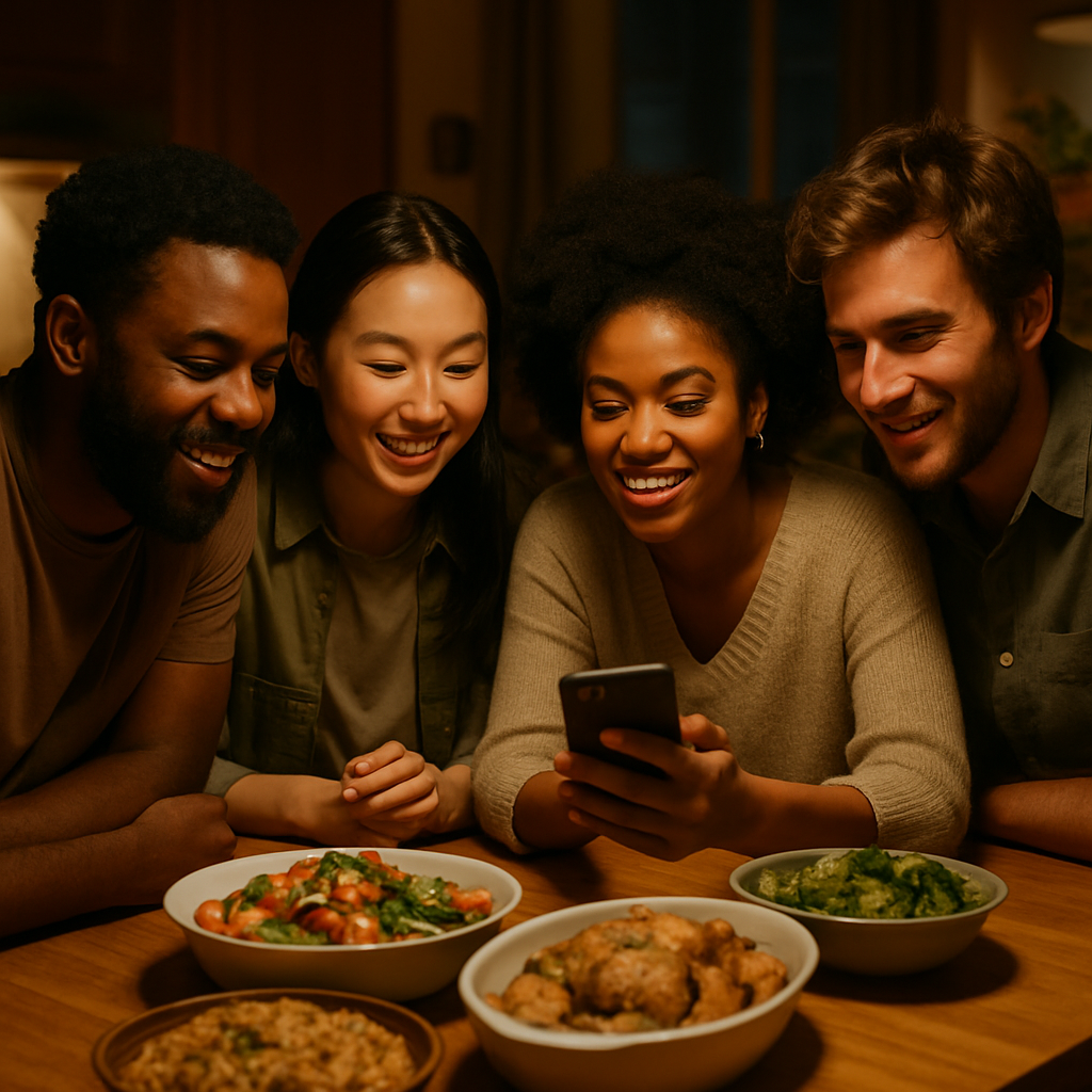 Friends sharing food inspiration together reflecting how micro-influencers drive real-world trends