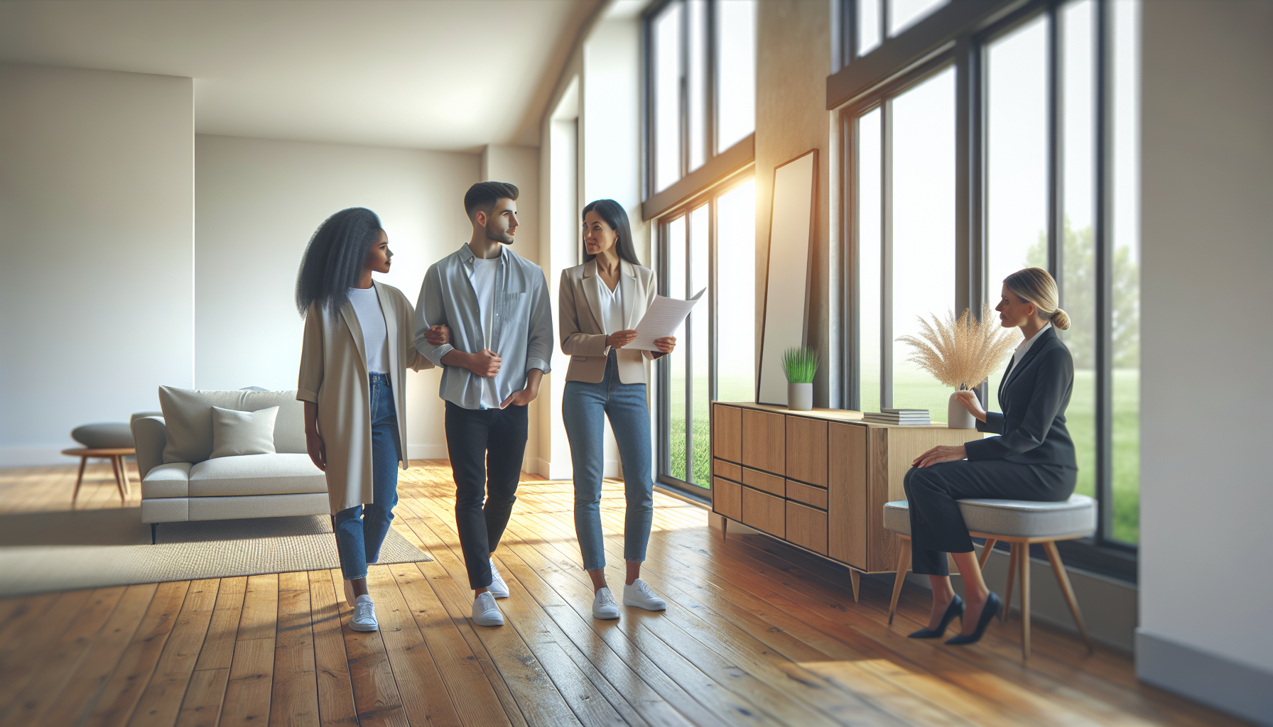 Couple viewing a property with a letting agent in the competitive UK rental market