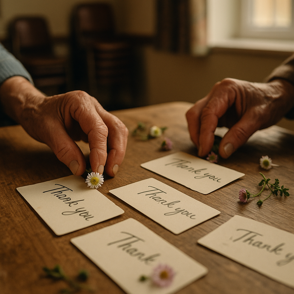 Handwritten notes of gratitude left for a local hero goes viral story in a British community hall