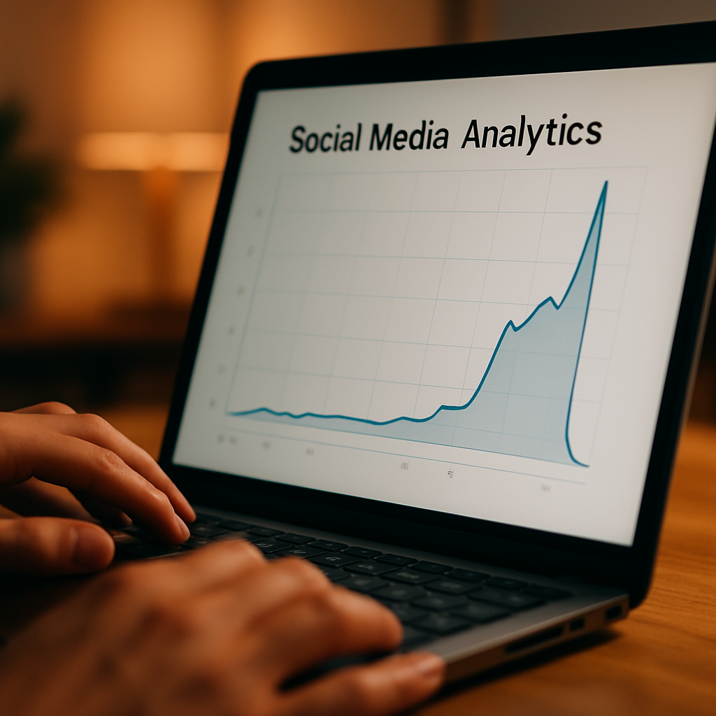 Laptop screen showing viral content analytics spike, illustrating AI and viral fame 2026 trends