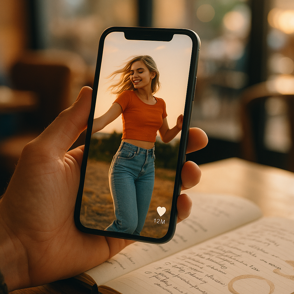 Smartphone showing viral video metrics, illustrating the moment of turning viral fame into a career
