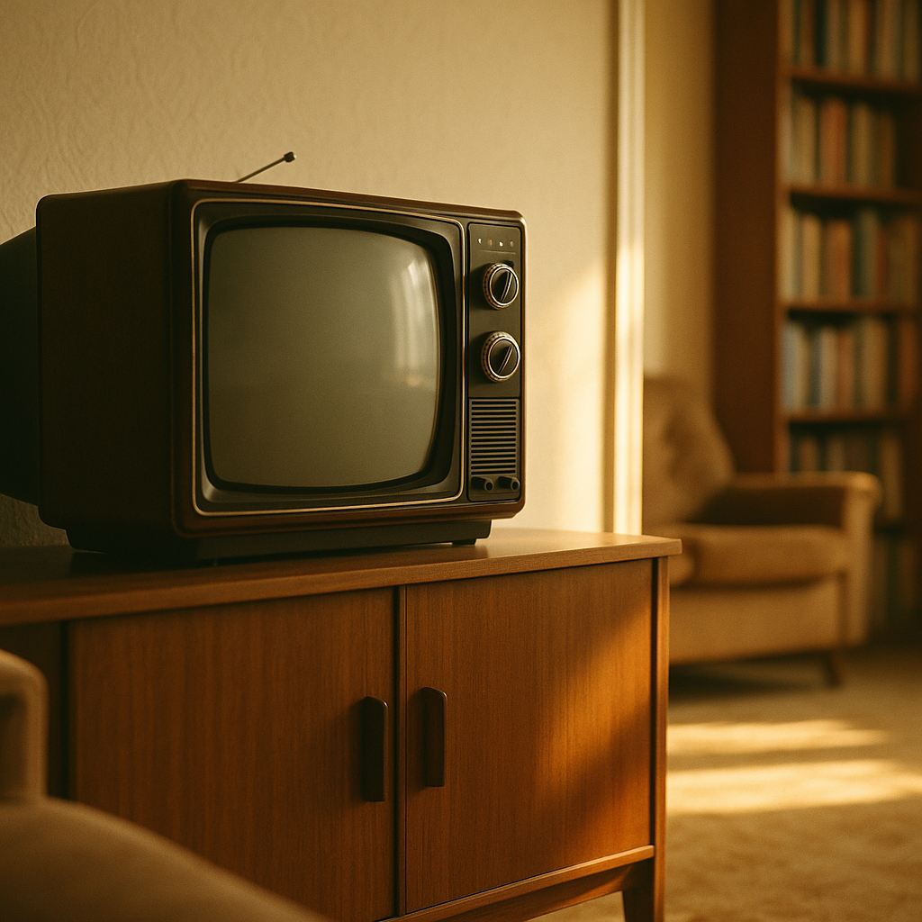 Vintage British television in a cosy living room evoking nostalgia for the best UK viral moments